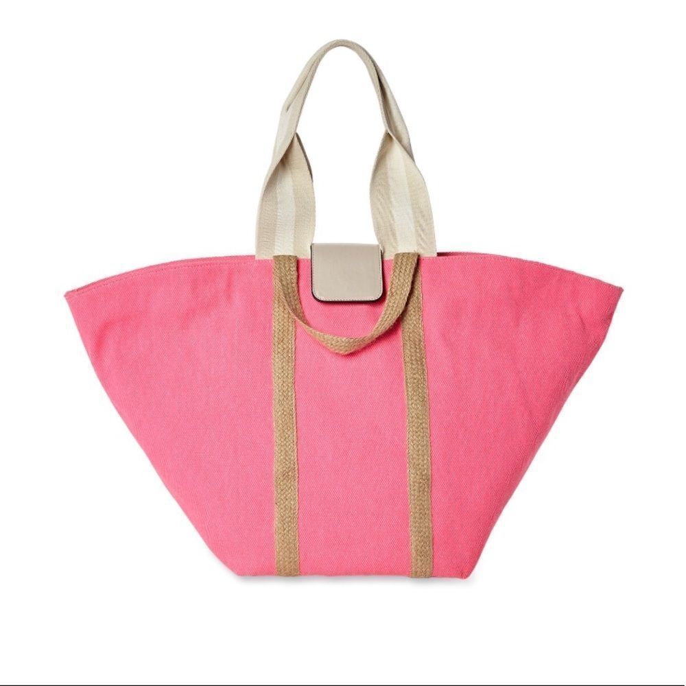 NEW Pink Canvas Beach/Travel Tote Bag